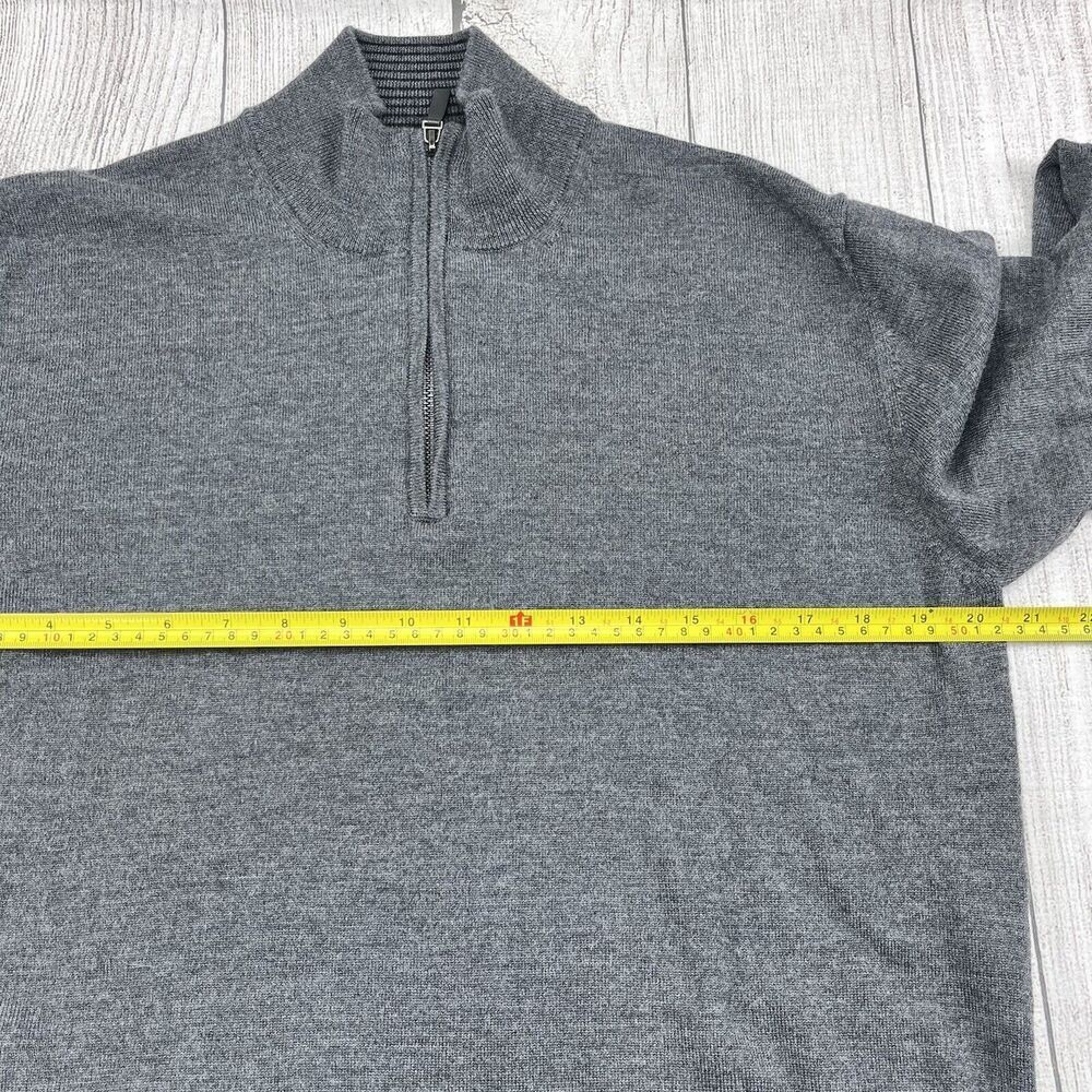 UNTUCKit‎ Sweater Sz L Grey Merino Wool 1/4 Zip Pullover Lightweight Long Sleeve - Picture 5 of 6